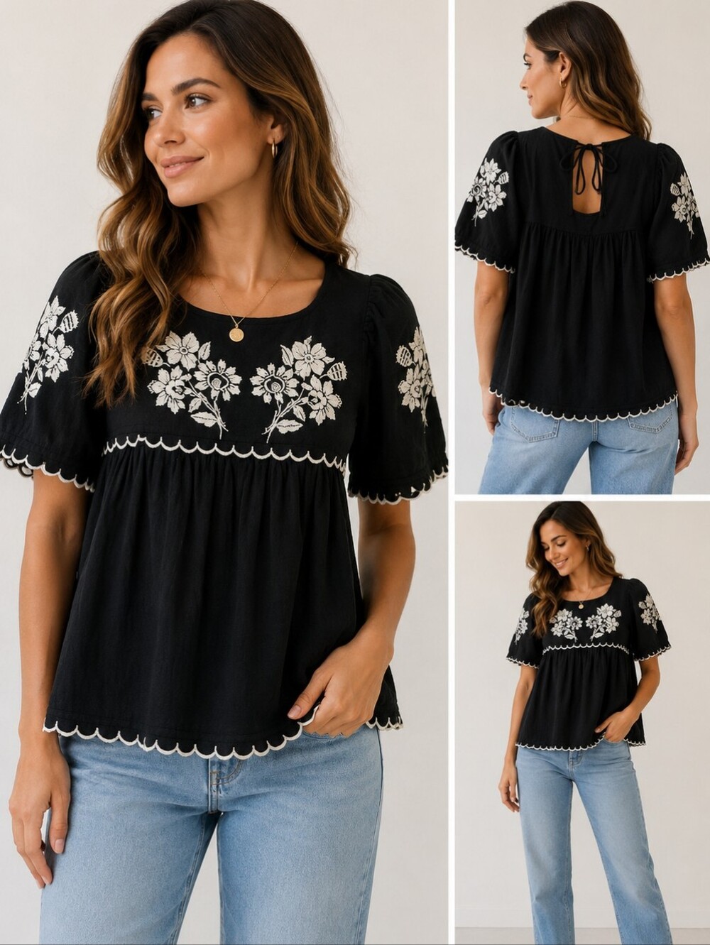 OLD NAVY EMBODERY BLACK TOP ♤NEW